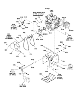 Engine And Frame Group Diagram and Parts List for 1696226-00-CL61750R  Briggs and Stratton Snow Blower